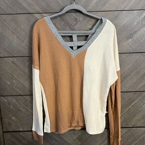 Colorblock V-Neck Women Top